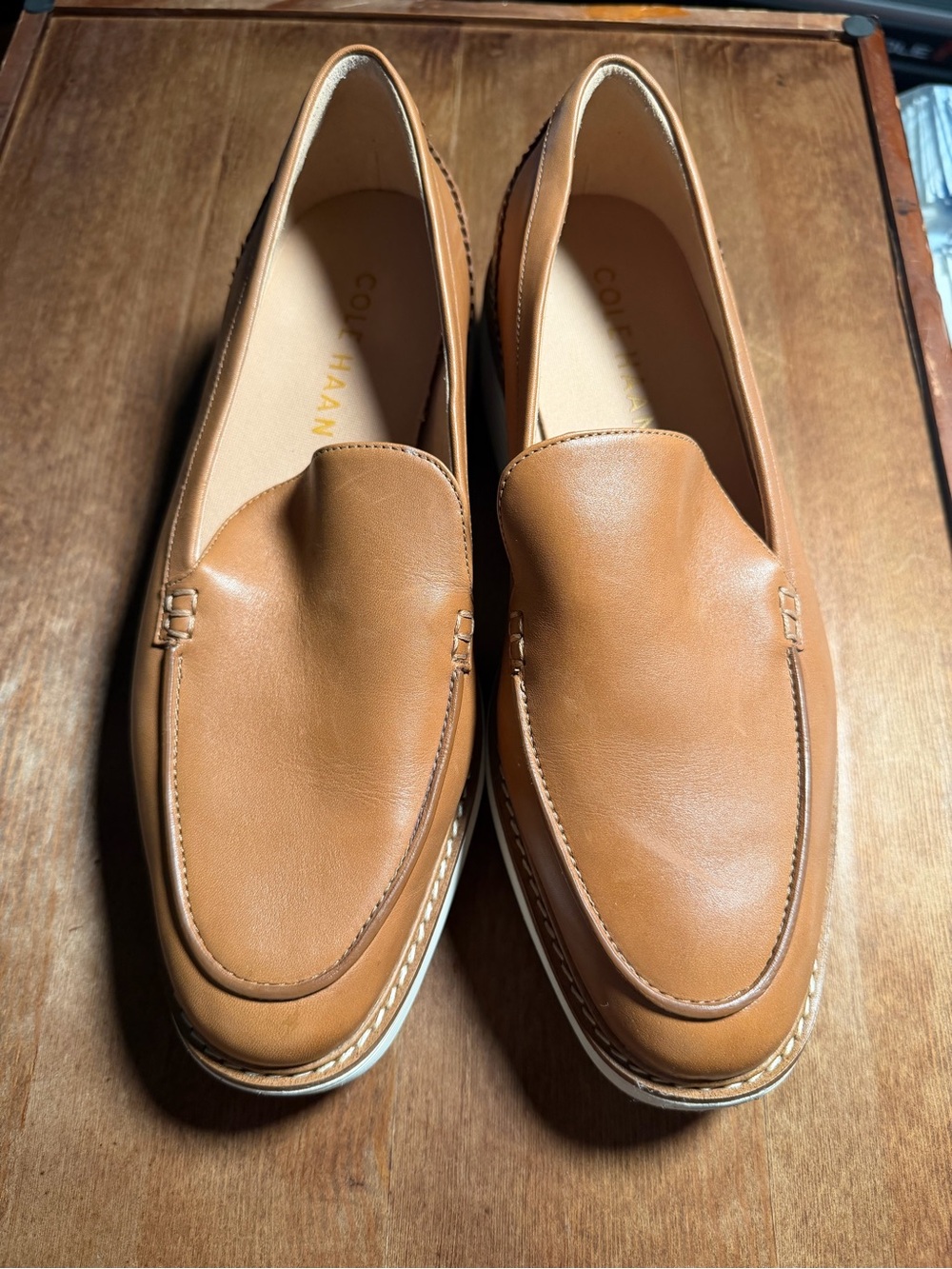 Cole Haan Cognac Leather Slip-On Loafers